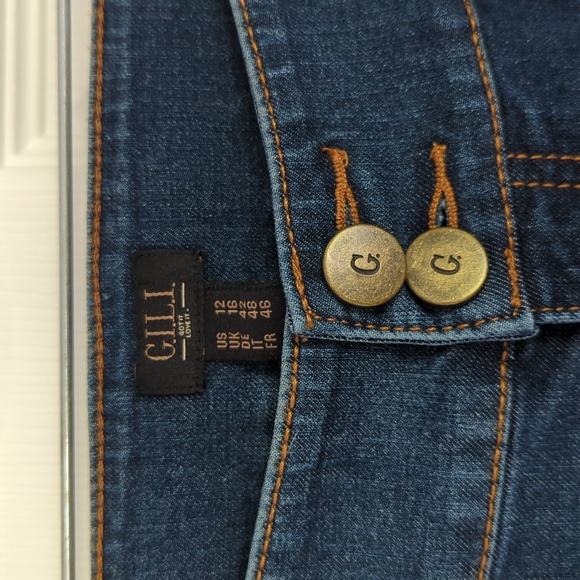 G.I.L.I Flared Jeans - Women's Size 12 Slit Back Front Seam Medium Wash - Picture 4 of 14